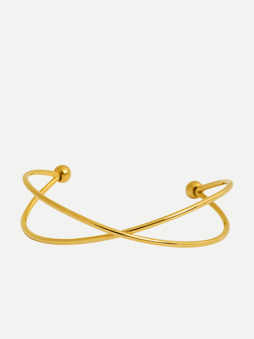 OUZEL Stainless Steel 18KT Gold-Plated Cross Cuff Bracelet