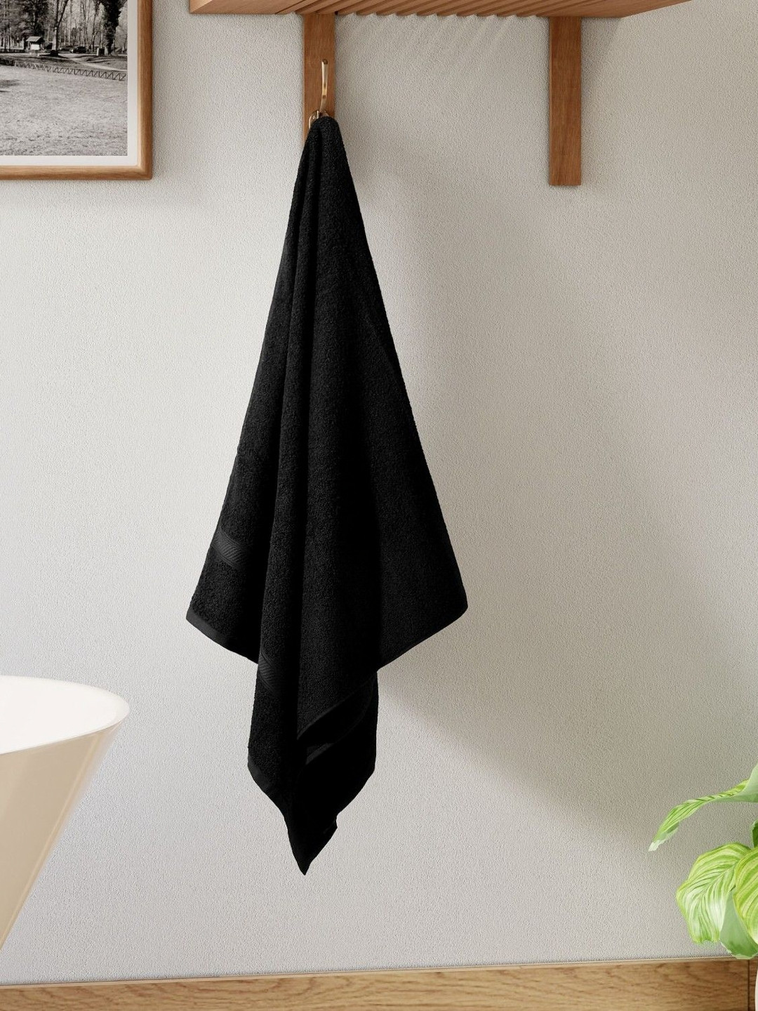 Welspun Alpha Black Pure Cotton 420 GSM Bath Towel