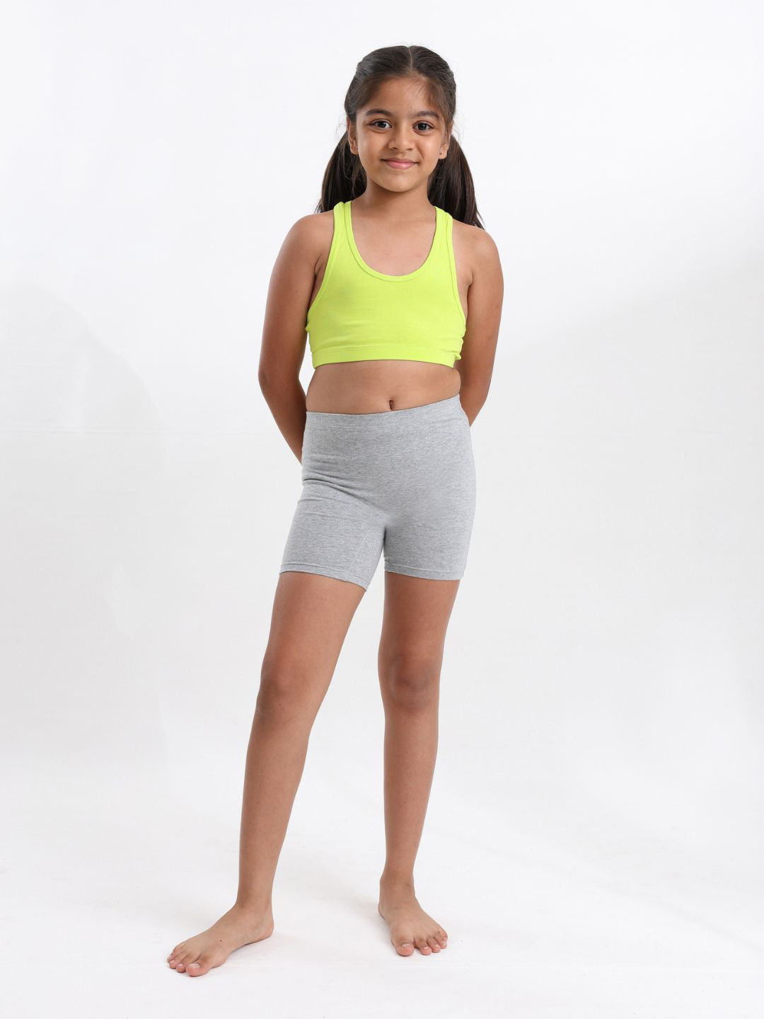 mackly Girls Full Coverage Non Padded Cotton Beginners Bra With Inner Shorts