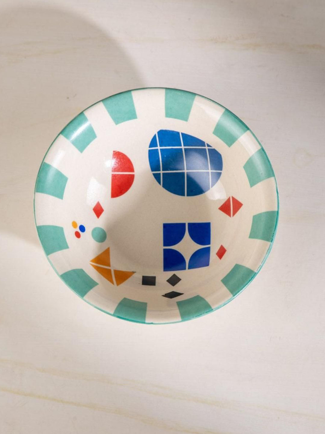 FREEDOM TREE Circle Of Joyee Decal White & Green Printed Ceramic Serving Bowl