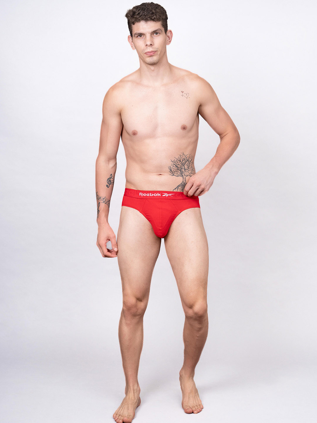 Reebok Men Low-Rise Pure Cotton Basic Briefs Mid-Rise Basic Brief-RBF02-VRED