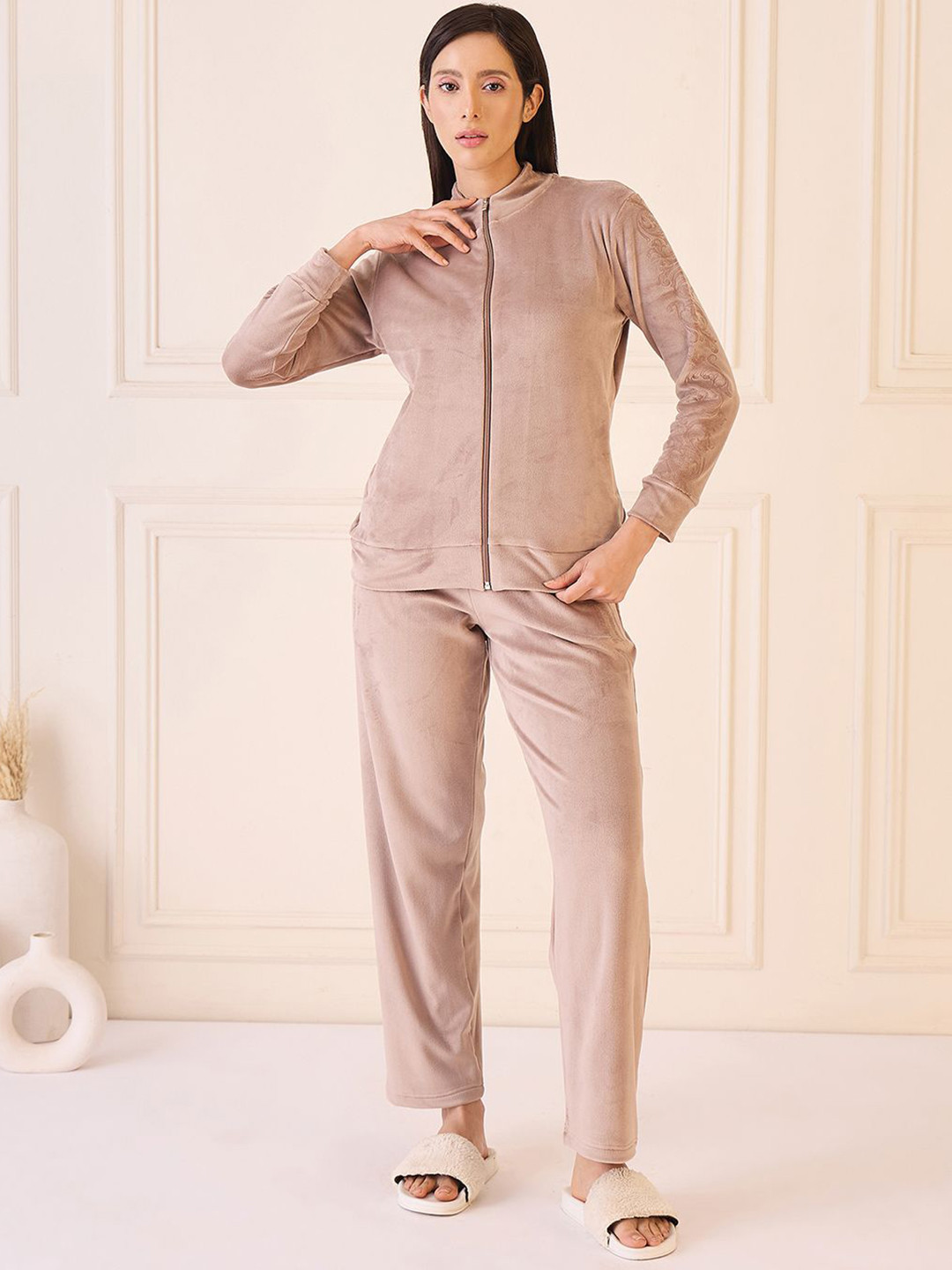 Sweet Dreams Women Self Design Round Neck T-shirt Pyjamas Night suit