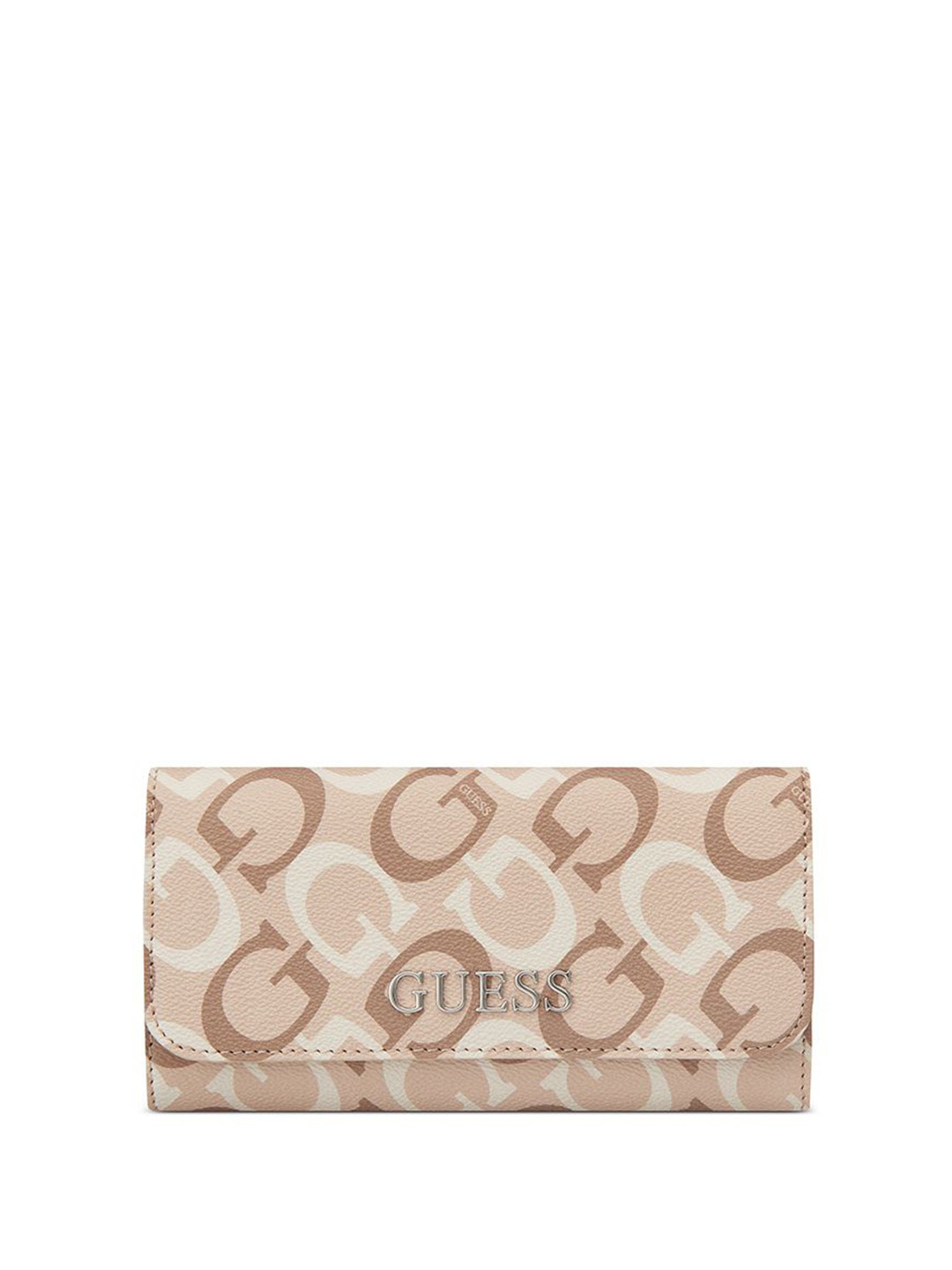 GUESS Women Brand Logo Printed Three Fold Abbas Slim Wallet