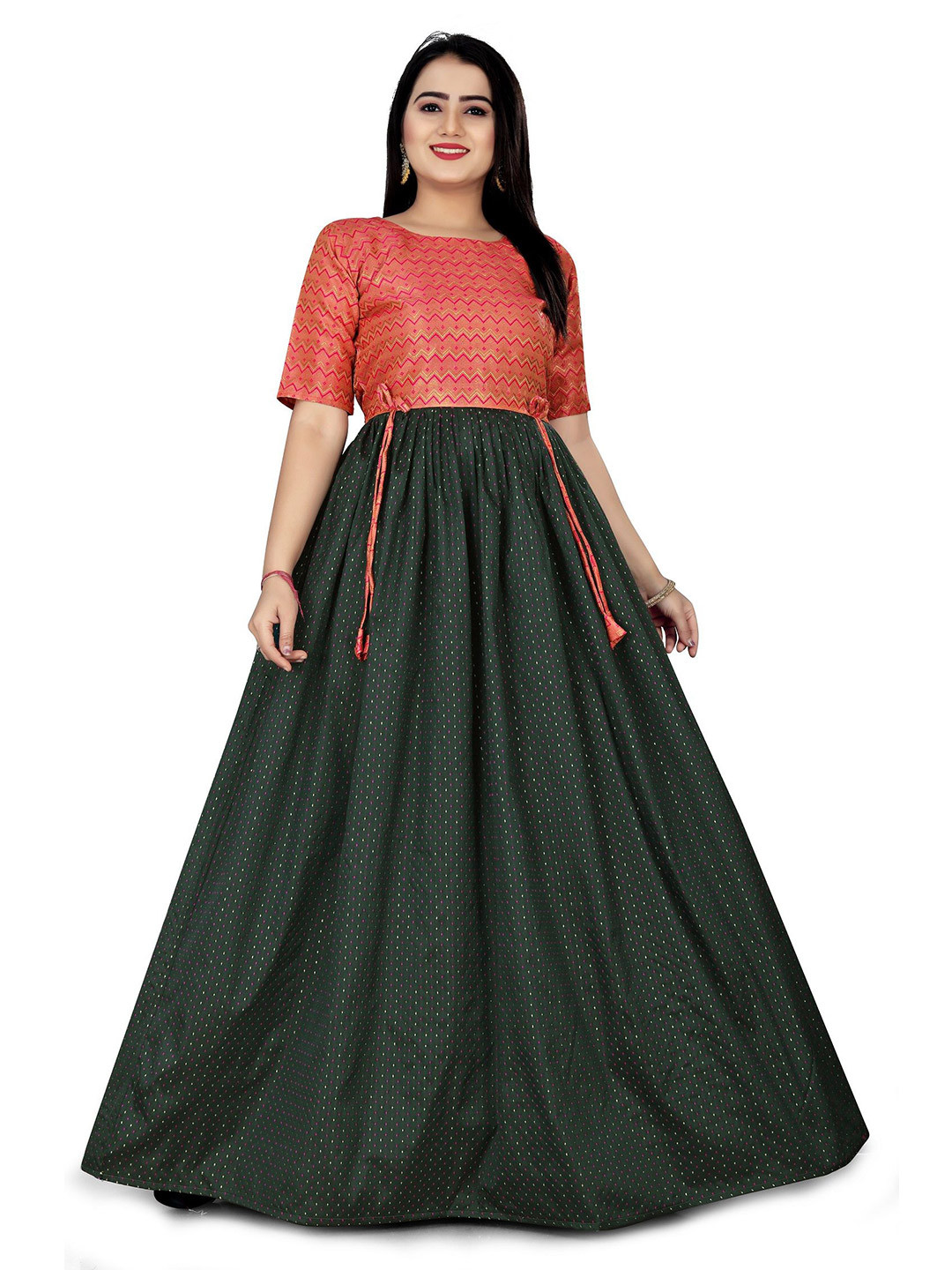 Thapnath Women Round Neck Fit & Flare Maxi Dress