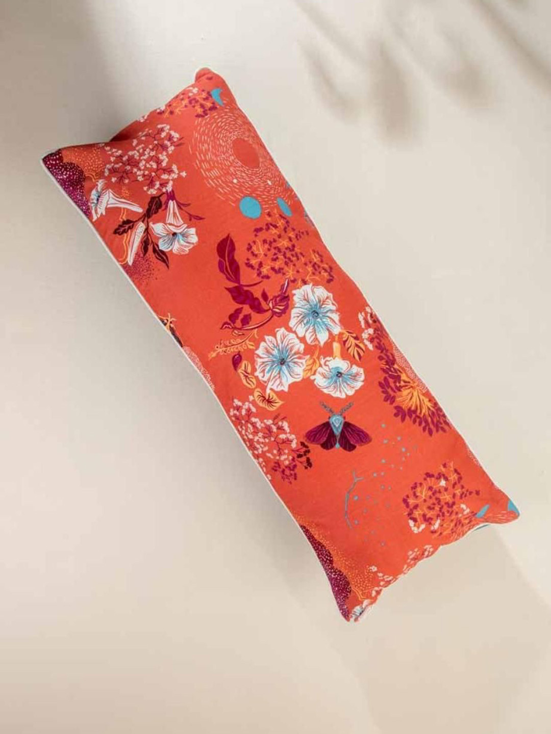 FREEDOM TREE Red & Blue Printed Herringbone Cotton Rectangle Cushion Cover