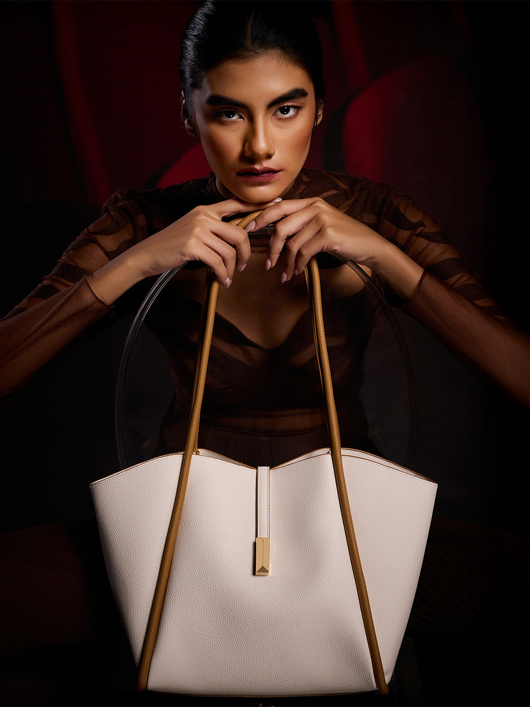 Lino Perros Avril Solid Synthetic Leather Oversized Shopper Tote Bag