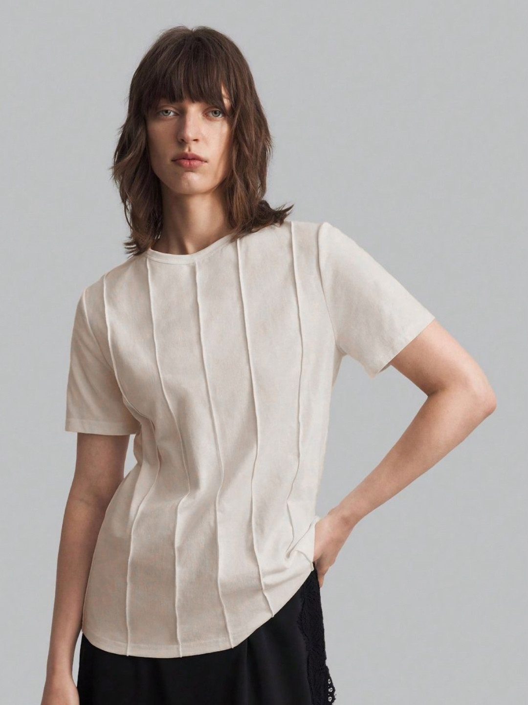 DTR FASHION Women Self Design Round Neck Cotton T-shirt