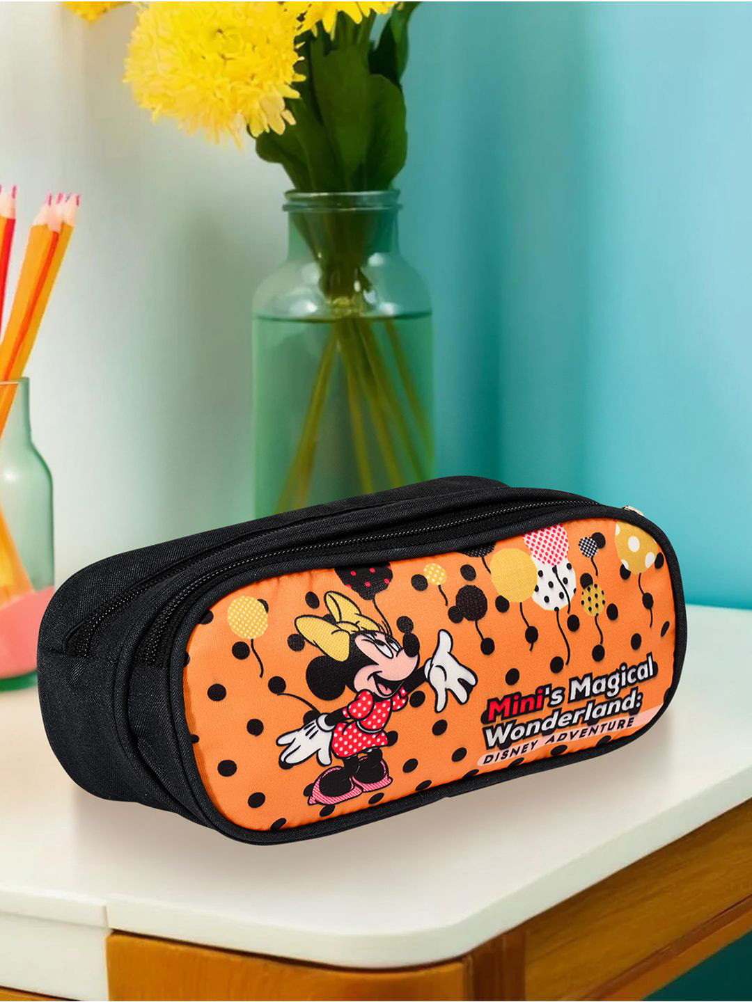 YK Set Of 2 Disney Printed Pencil Pouches With Two Compartments