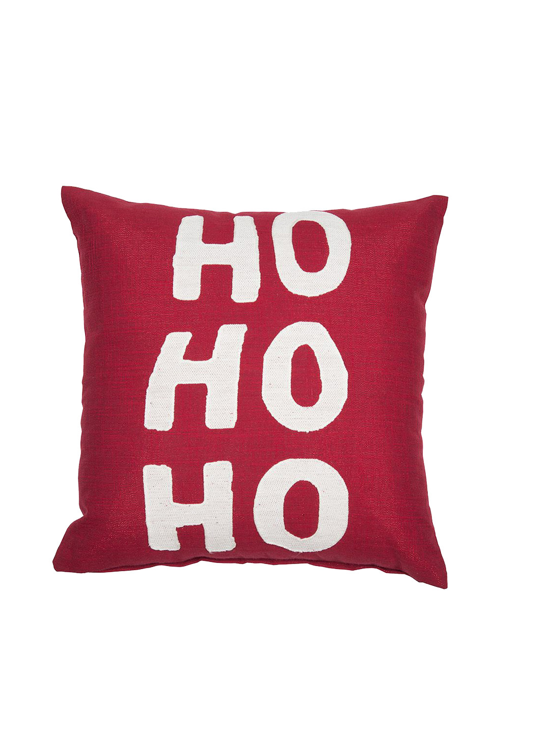 MASPAR Red & White Embroidered Cotton Medium Square Cushion Cover