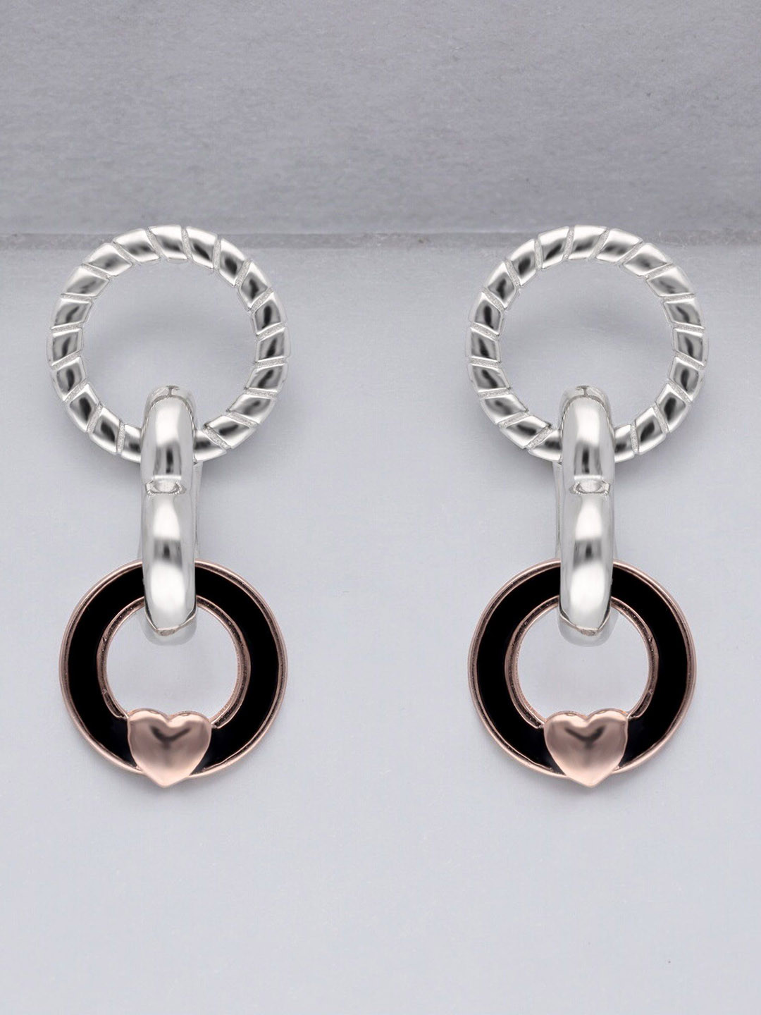 Crash.Club By CKC Silver-Plated Circular Shaped Drop Earrings