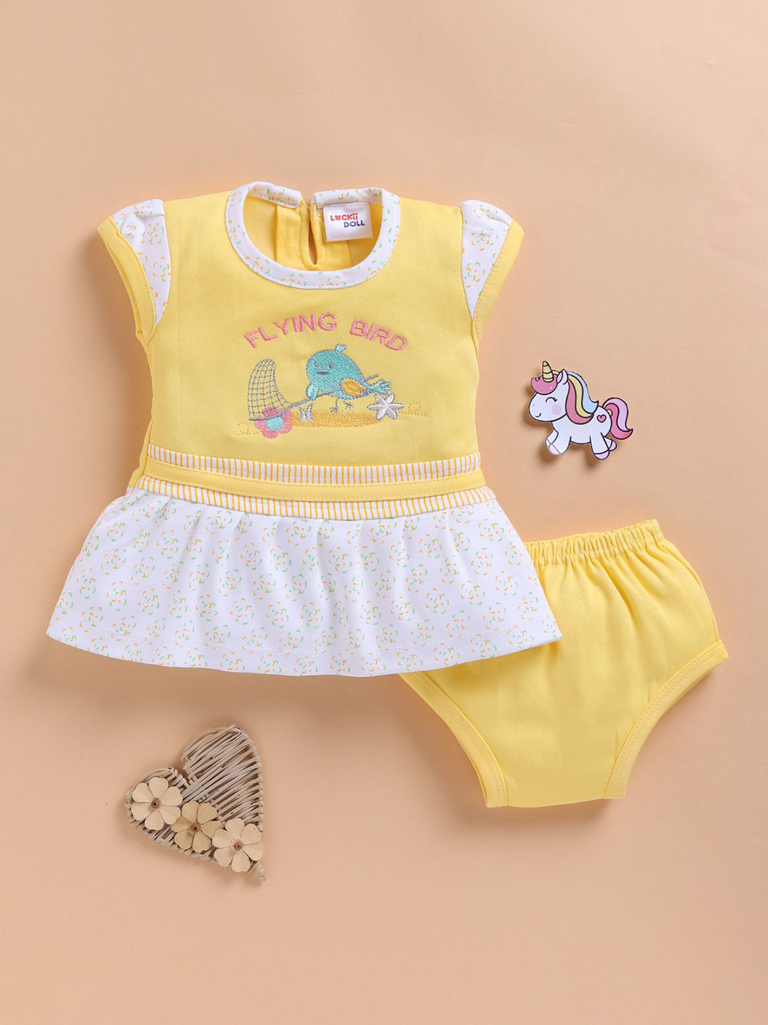 LACKii DOLL Girls Embroidered Dress with Shorts