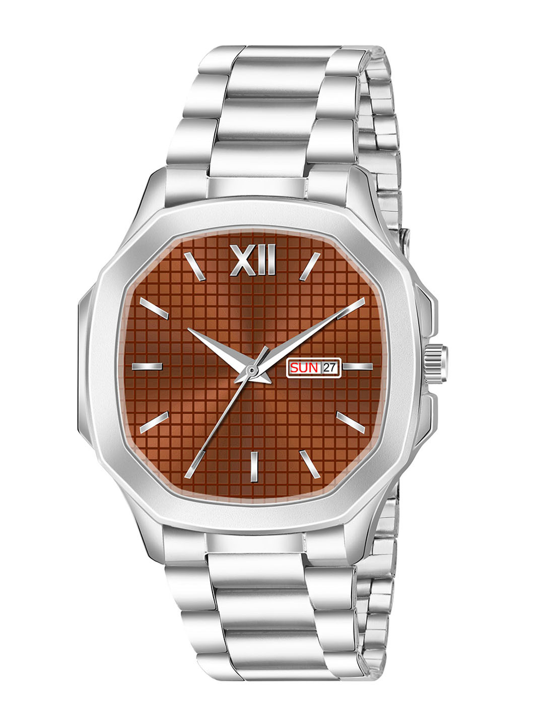 THE SHOPOHOLIC Men Asymmetric Dial & Bracelet Style Straps Analogue Watch ARABIC RED