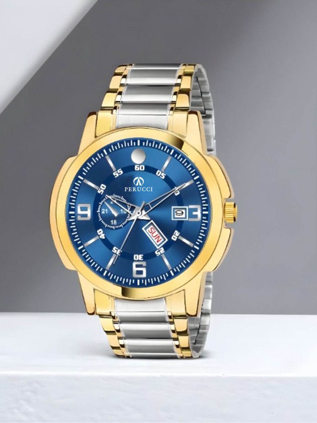 PERUCCI Men Printed Dial Analogue Watch P-440 Daul Tone Movado Blue