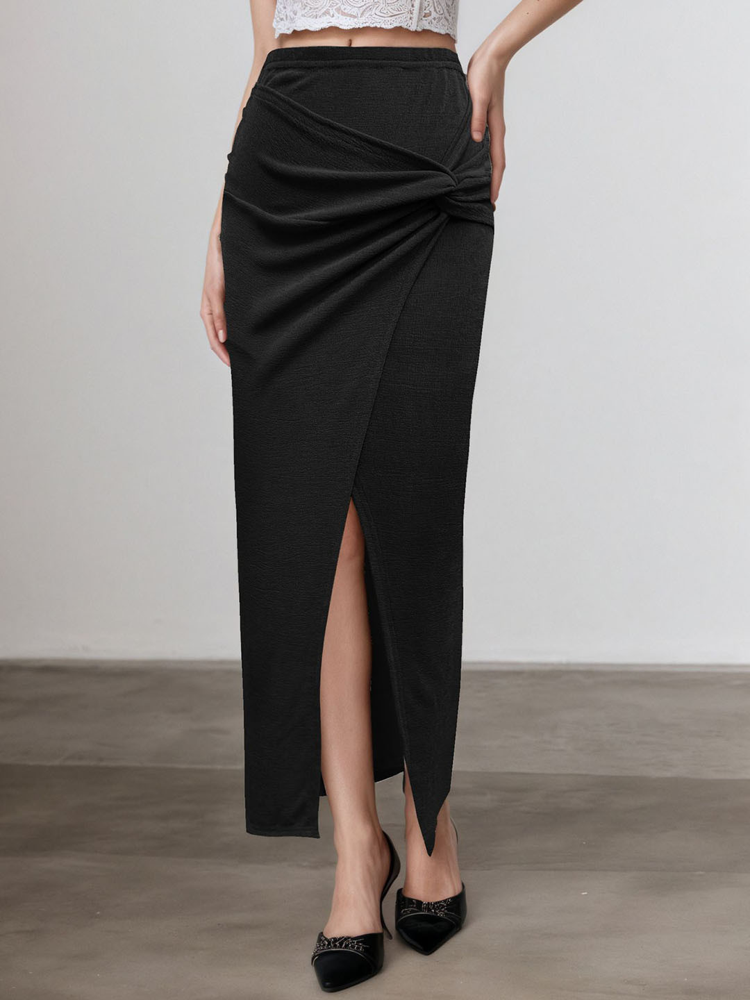 StyleCast x Revolte Women Mid-Rise Pencil Front-Slit Maxi Skirt