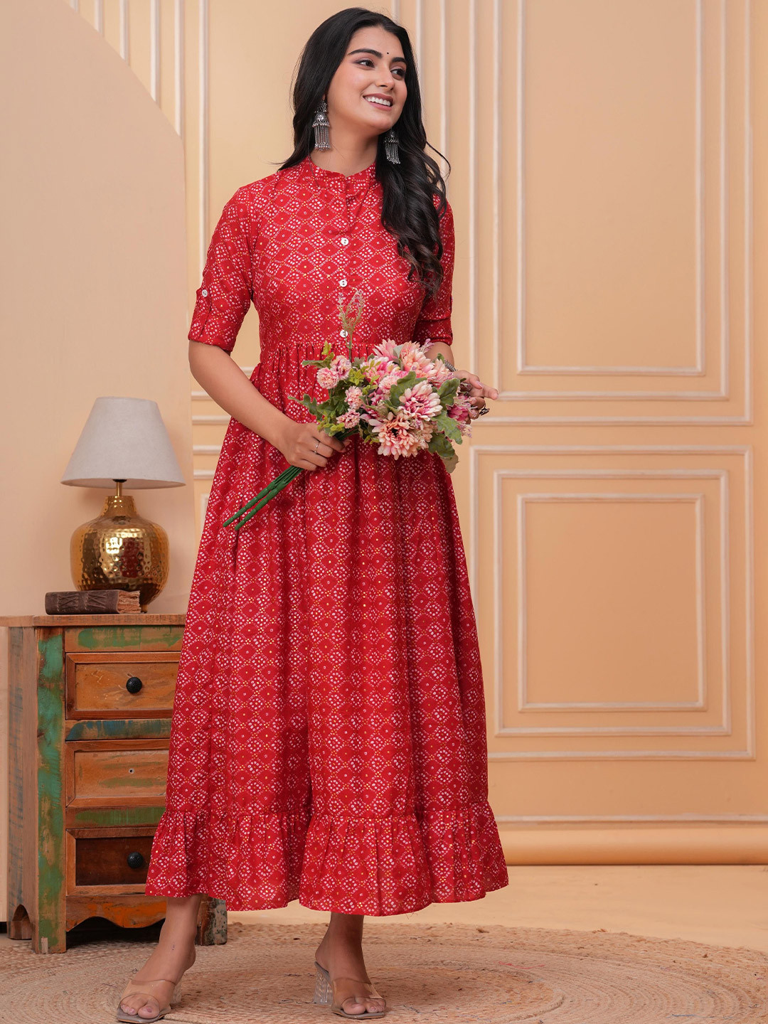 Machla Women Ethnic Motifs Print Fit & Flare Maxi Dress