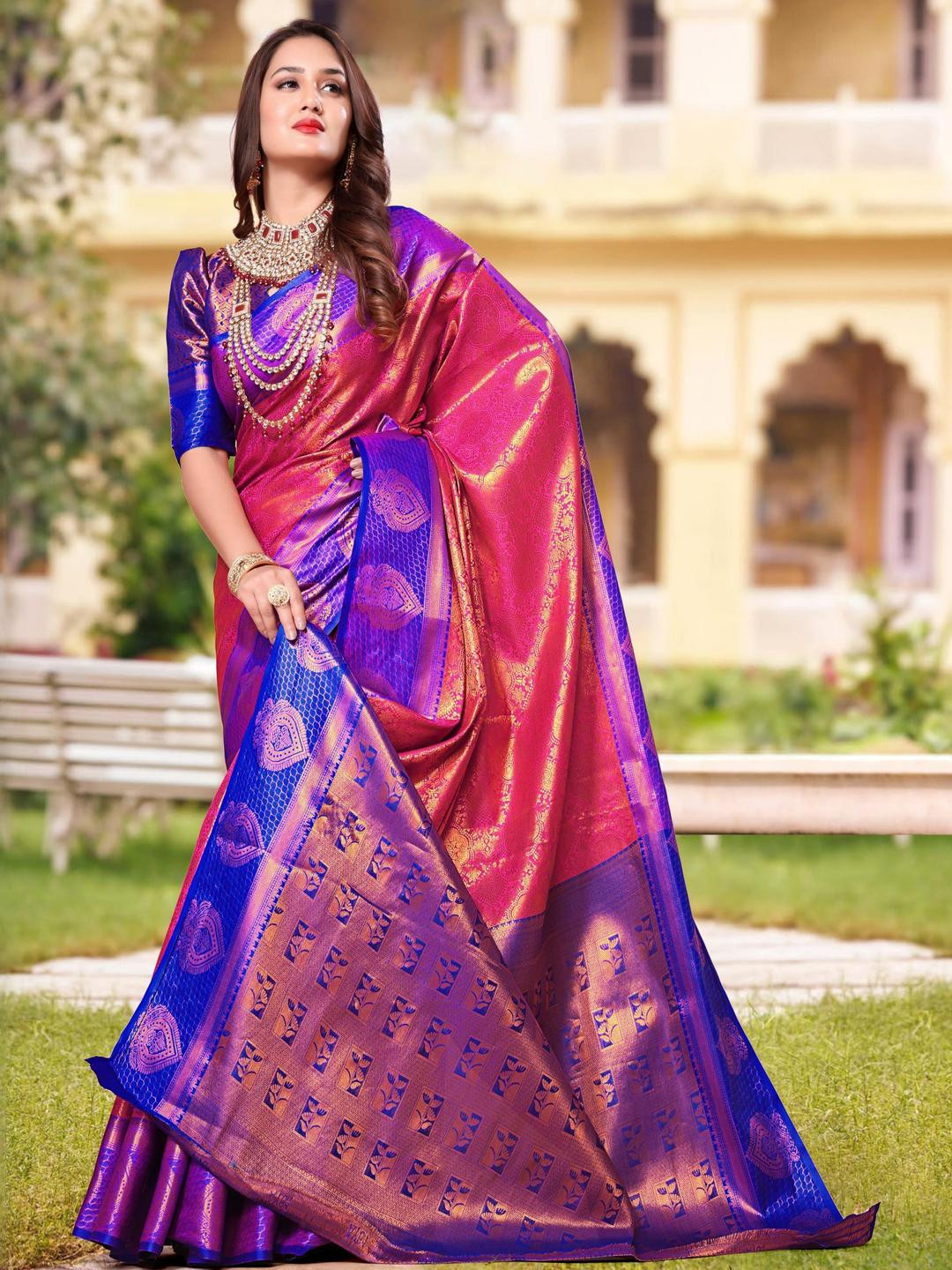 jayant creation Pink Art Silk Barasi Sarees