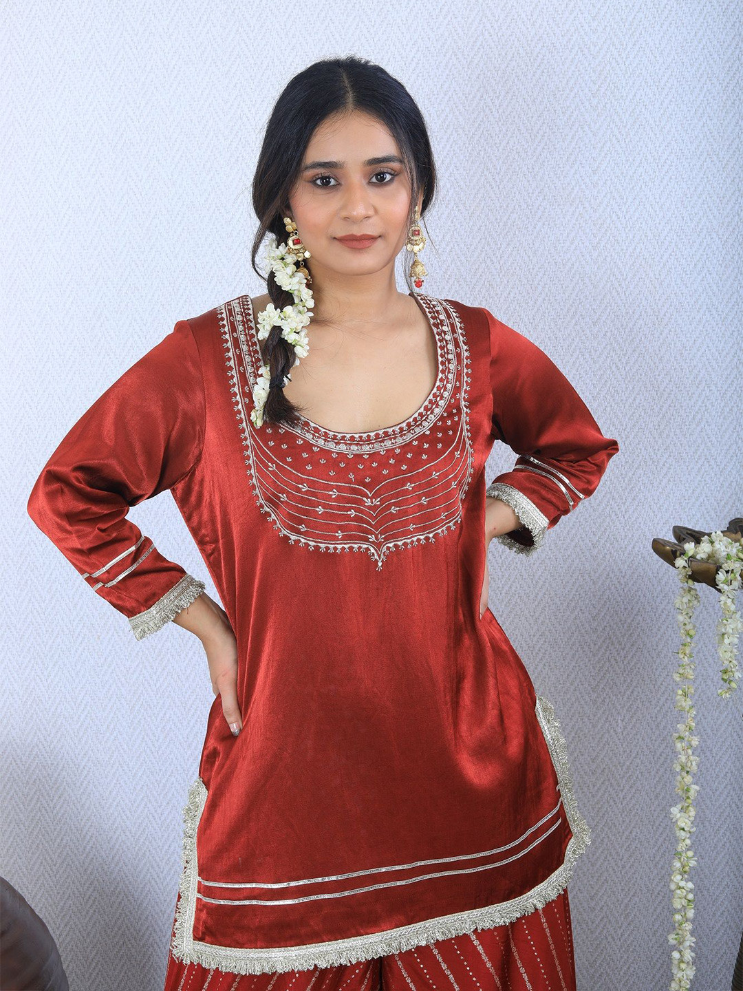 Tanoti Ethnic Motifs Embroidered Pure Silk Kurti