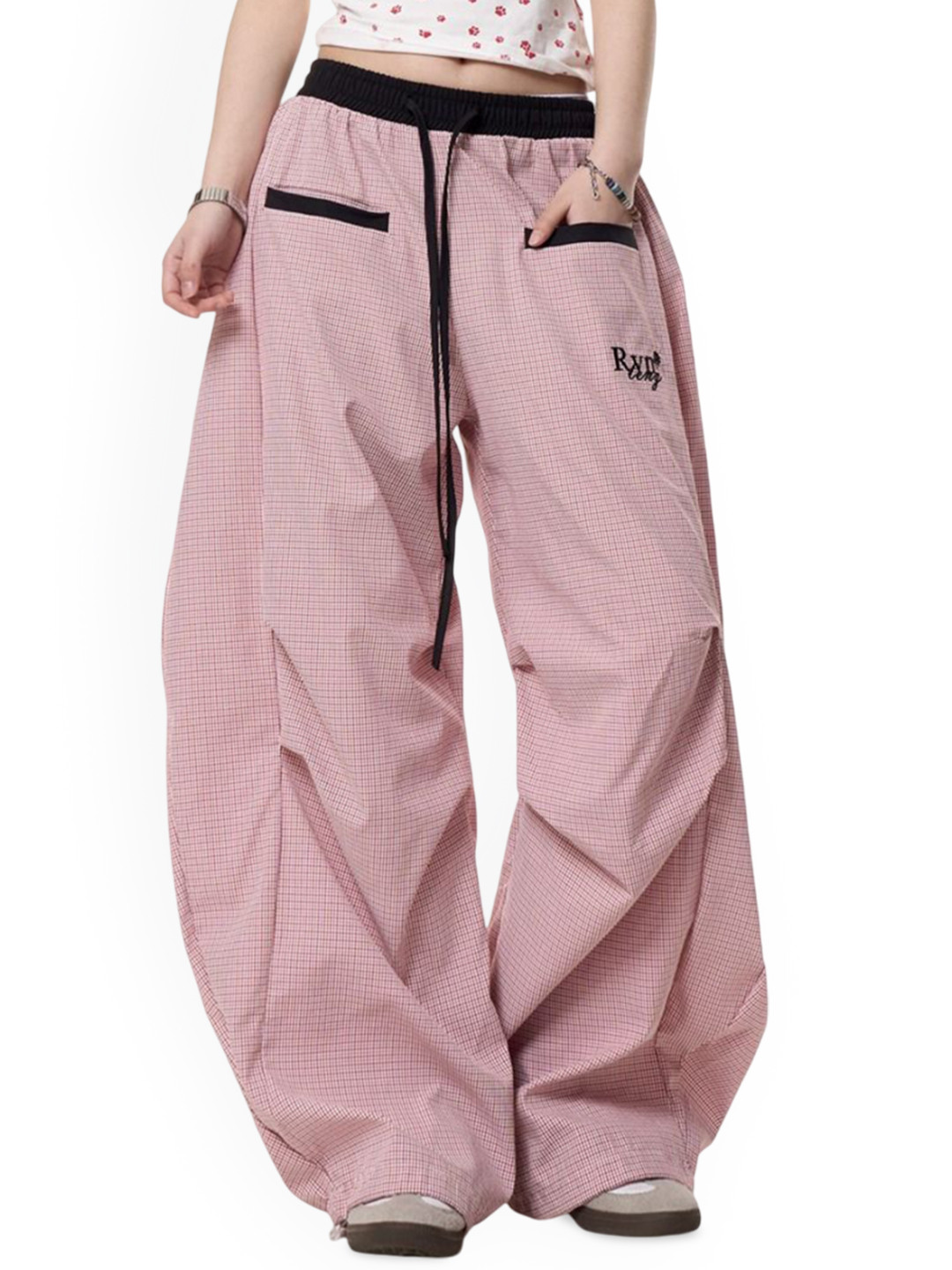 StyleCast x Revolte Women Checked Loose Fit Wide Leg Trousers
