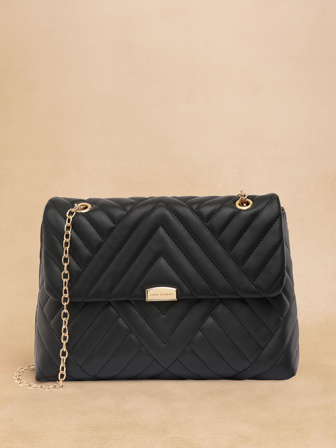 Lino Perros Women Striped Structured Satchel Bag with Quilted Detail