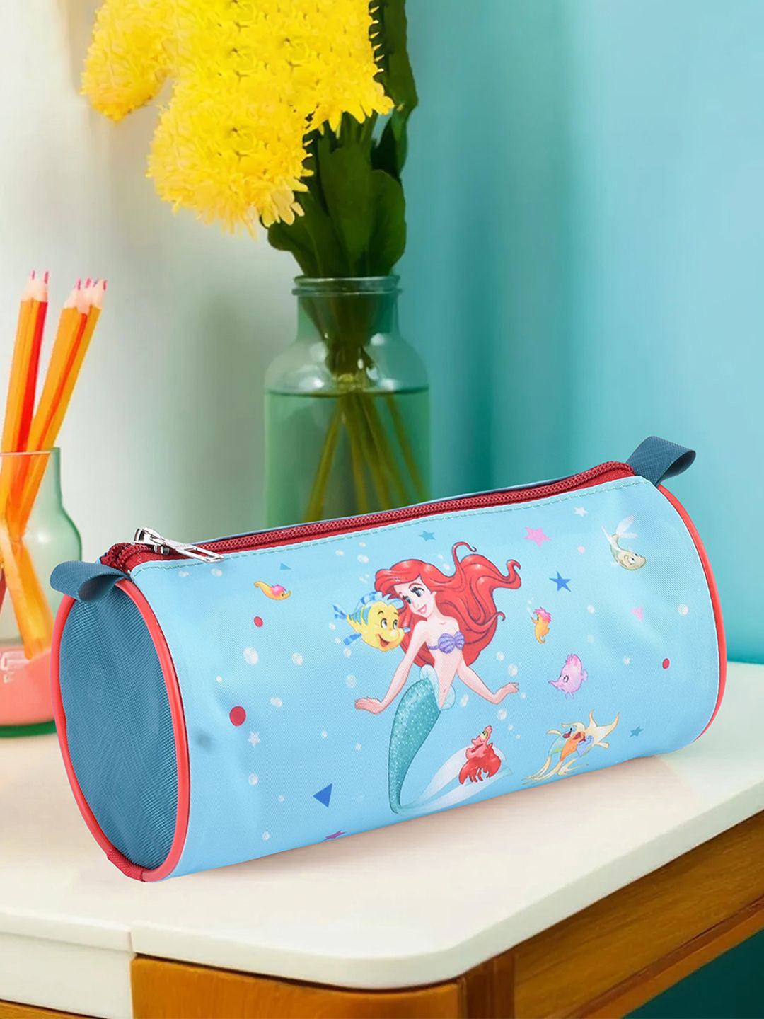 YK Disney Mermaid Printed Multi-Purpose Round Pencil Pouch
