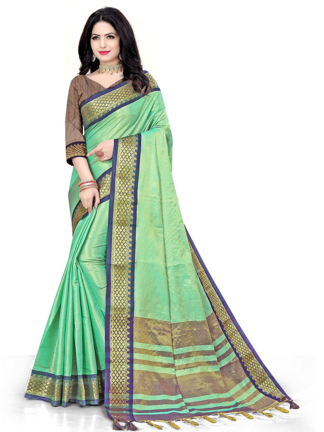 jayant creation Green Silk Cotton Sarees