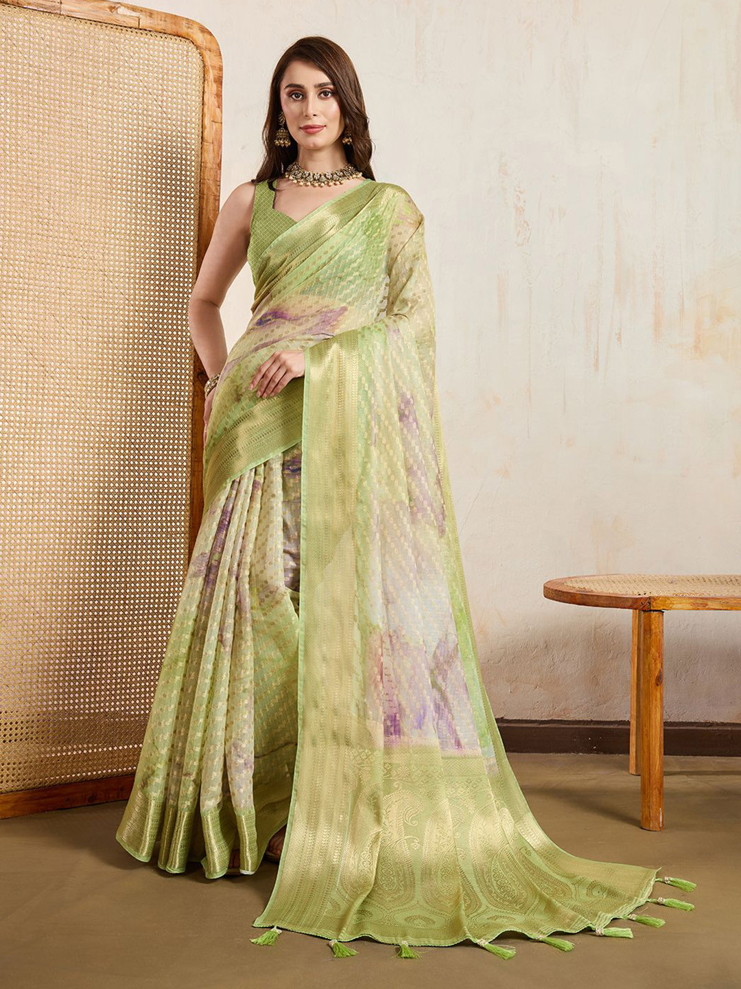 Durga Textile Woven Design Zari Banarasi Saree with Blouse Piece