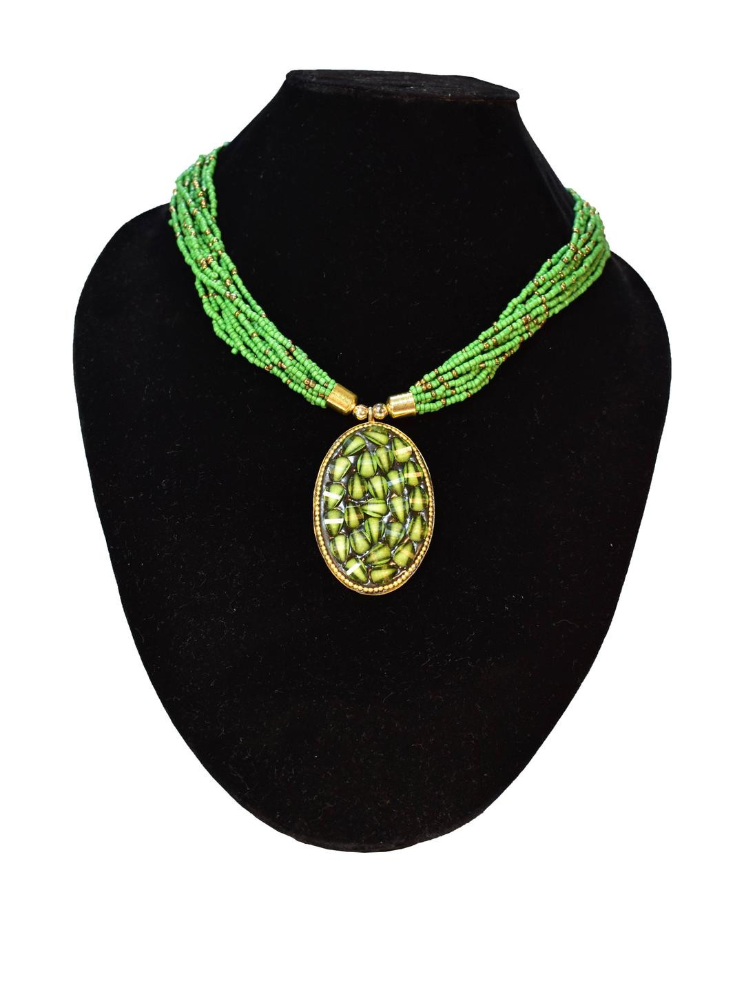 Grace Collections green beeds diva Necklace
