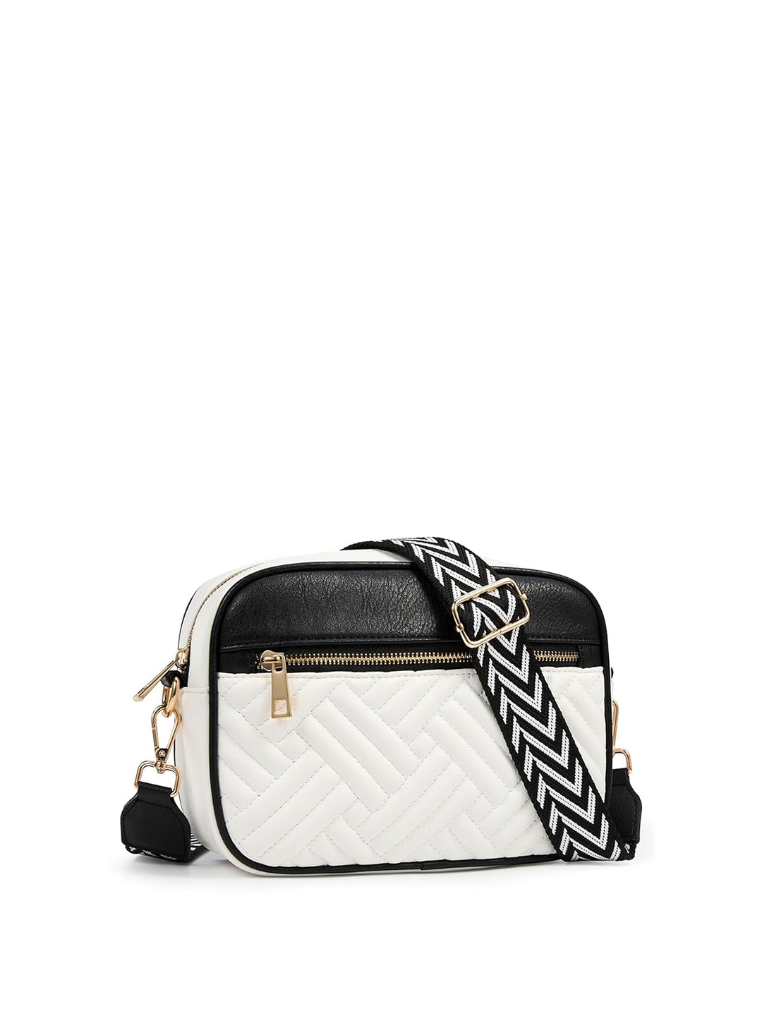 LEFFIS Women Typography Printed Crossbody Zip Detail Sling Bag