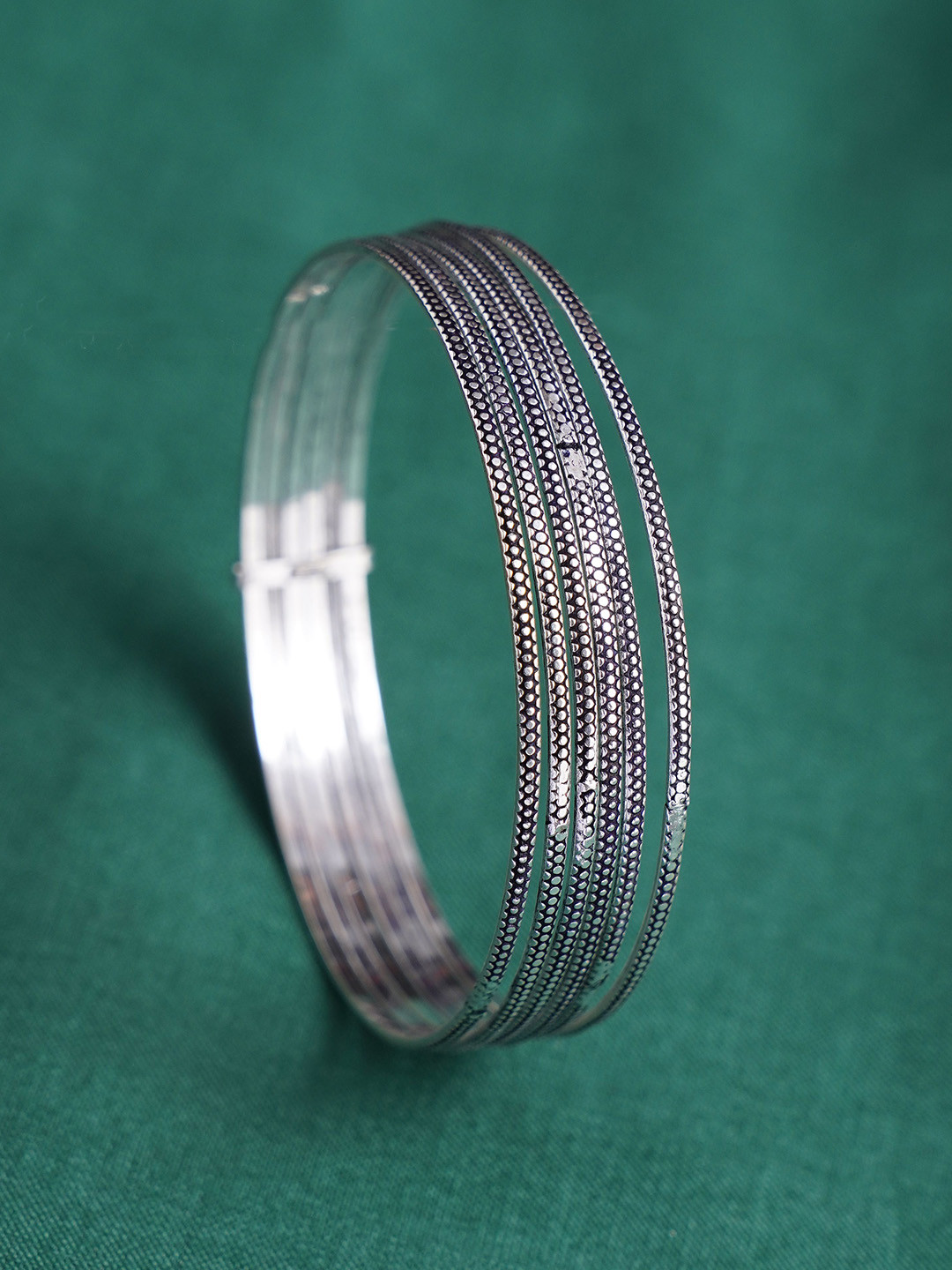 JAYPORE Textured Silver Bangles