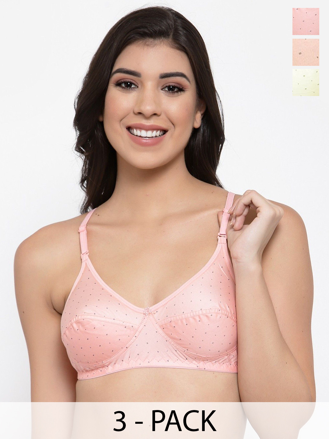 SHYAM SONS FLAIR Colorbra Pack Of 3 Printed Full Coverage Seamed Wireless Non Padded Bras