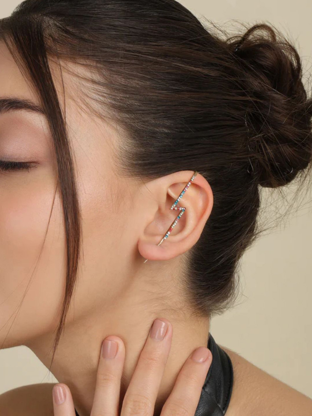 FAB COUTURE Multiverse Crawler Zircon Studded Contemporary Hoop Earrings