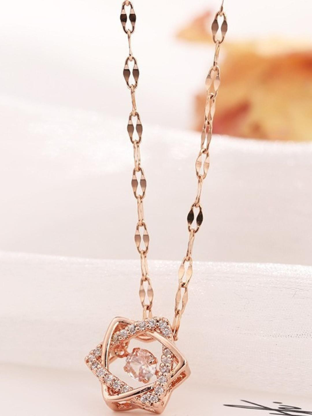 Peprika Rose Gold-Plated Stainless Steel Cubic Zirconia Pendant