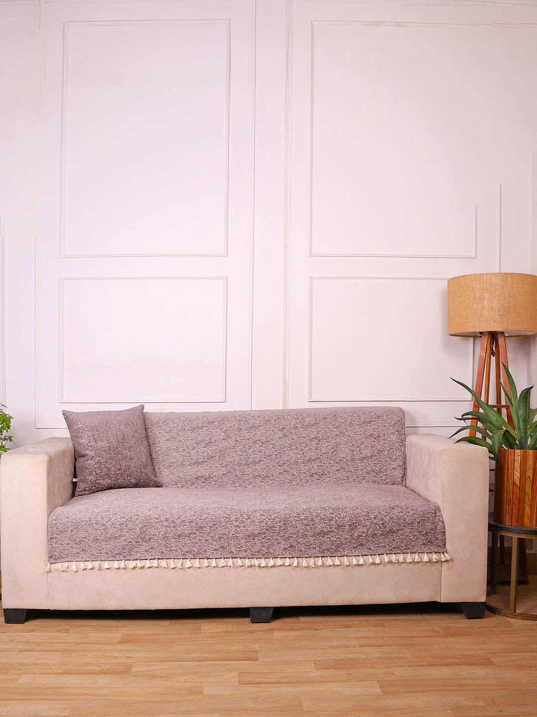 STITCHNEST Grey Velvet Dustproof 1 Seater Sofa Protector Sofa Cover
