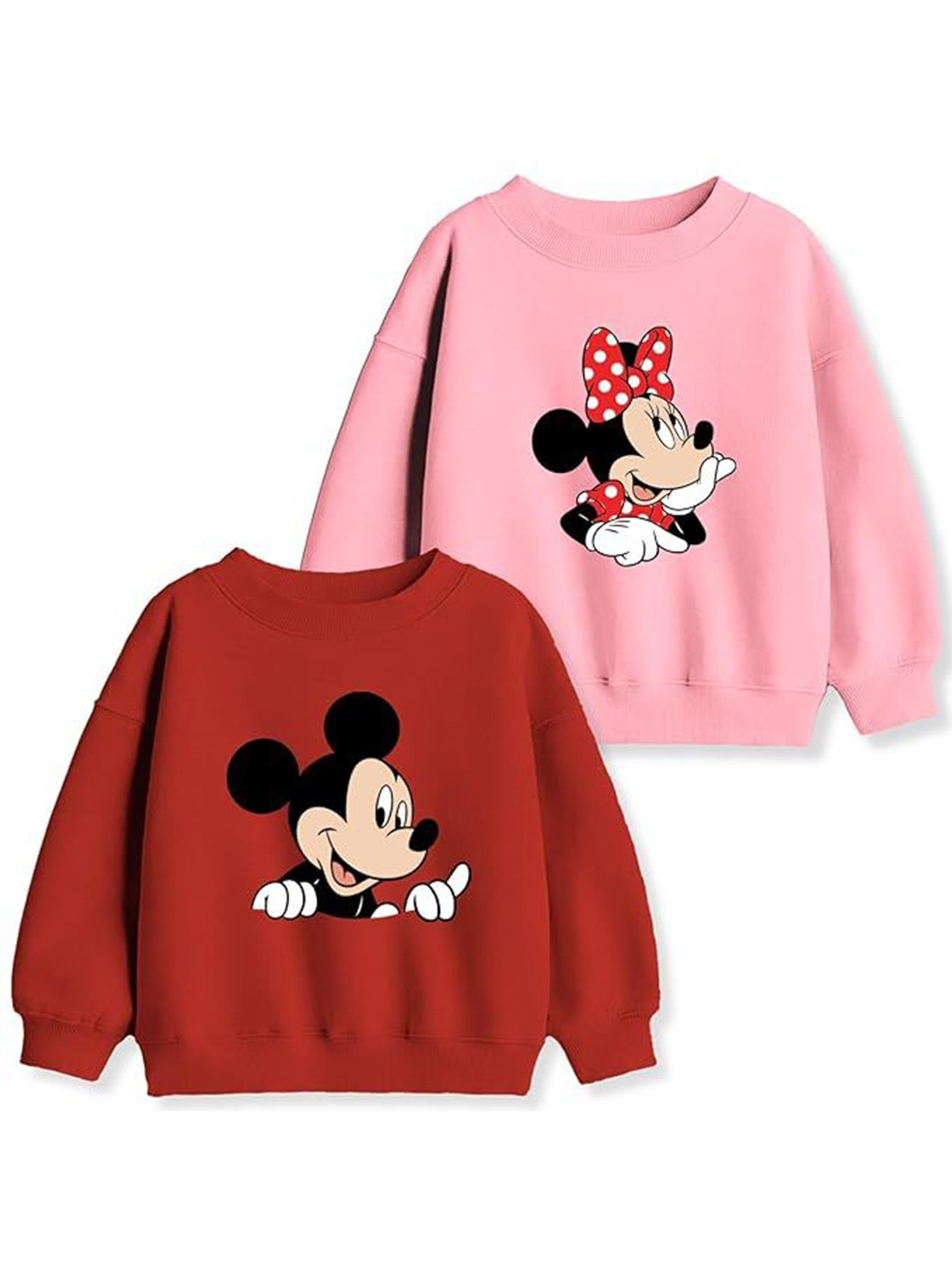 x2o Pack Of 2 Kids Mickey & Minnie Printed Cotton Sweatshirt