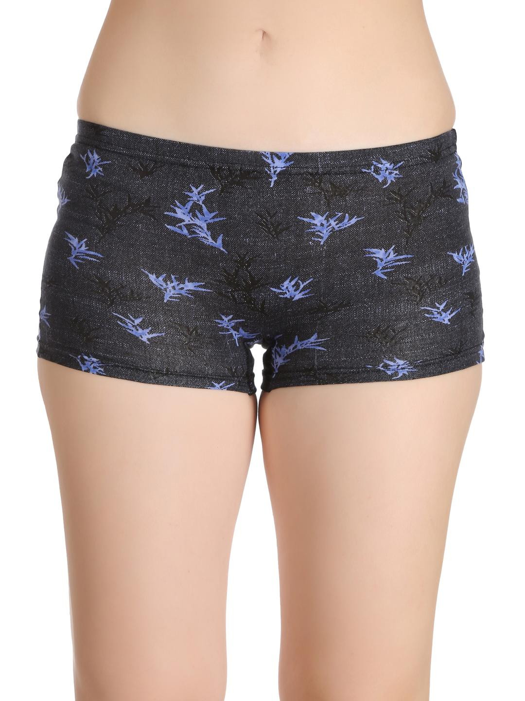 Selfcare Womens Soft Cotton Printed Mid Rise Boy Short Panty - SN3882