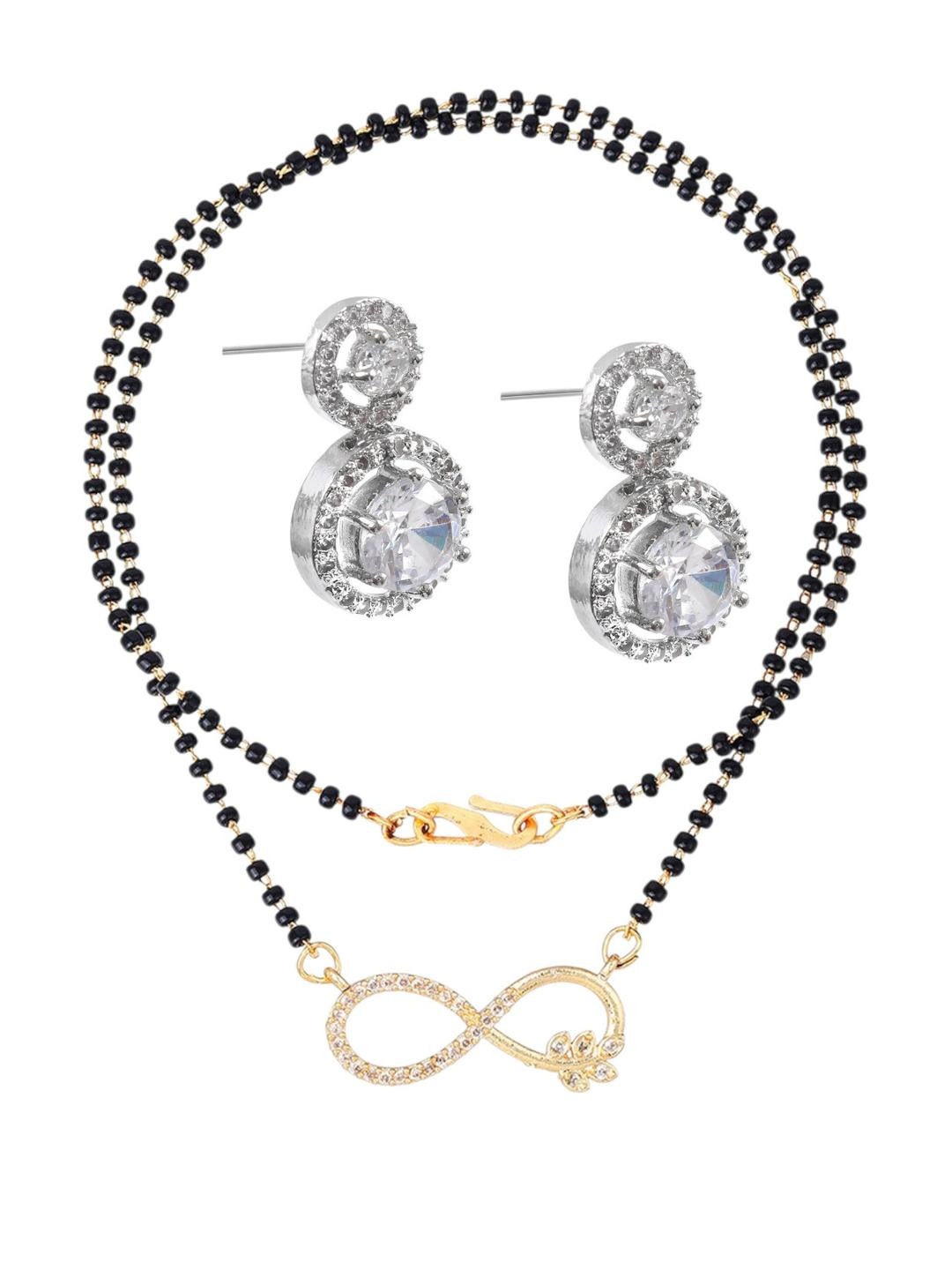 CHARMS Women Infinity Pendant Mangalsutra With Earrings Set