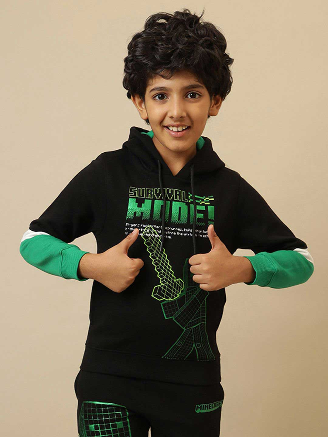 Kids Ville Boys Minecraft Printed Regular Fit Hoodie