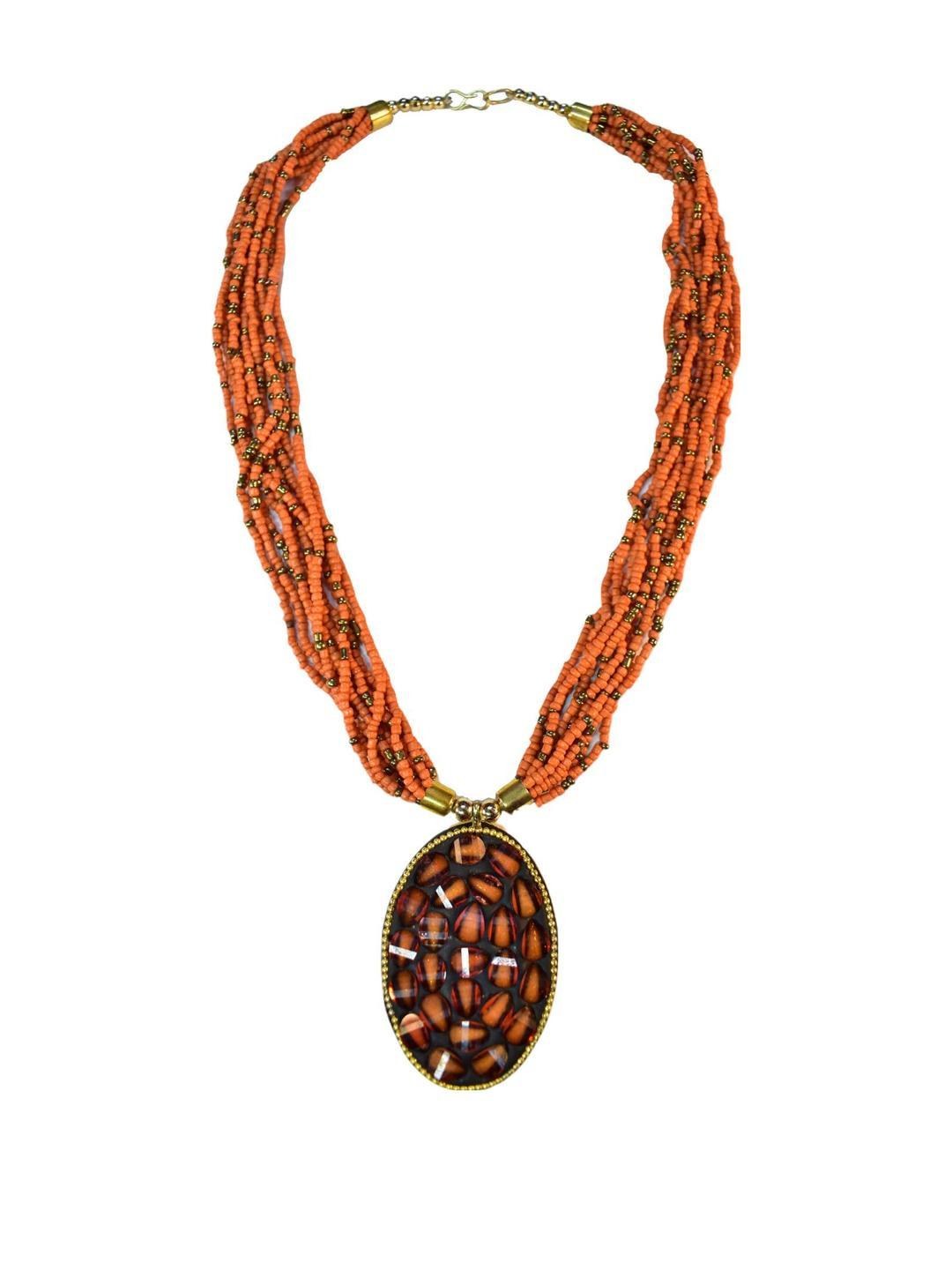 Grace Collections orange beeded Necklace