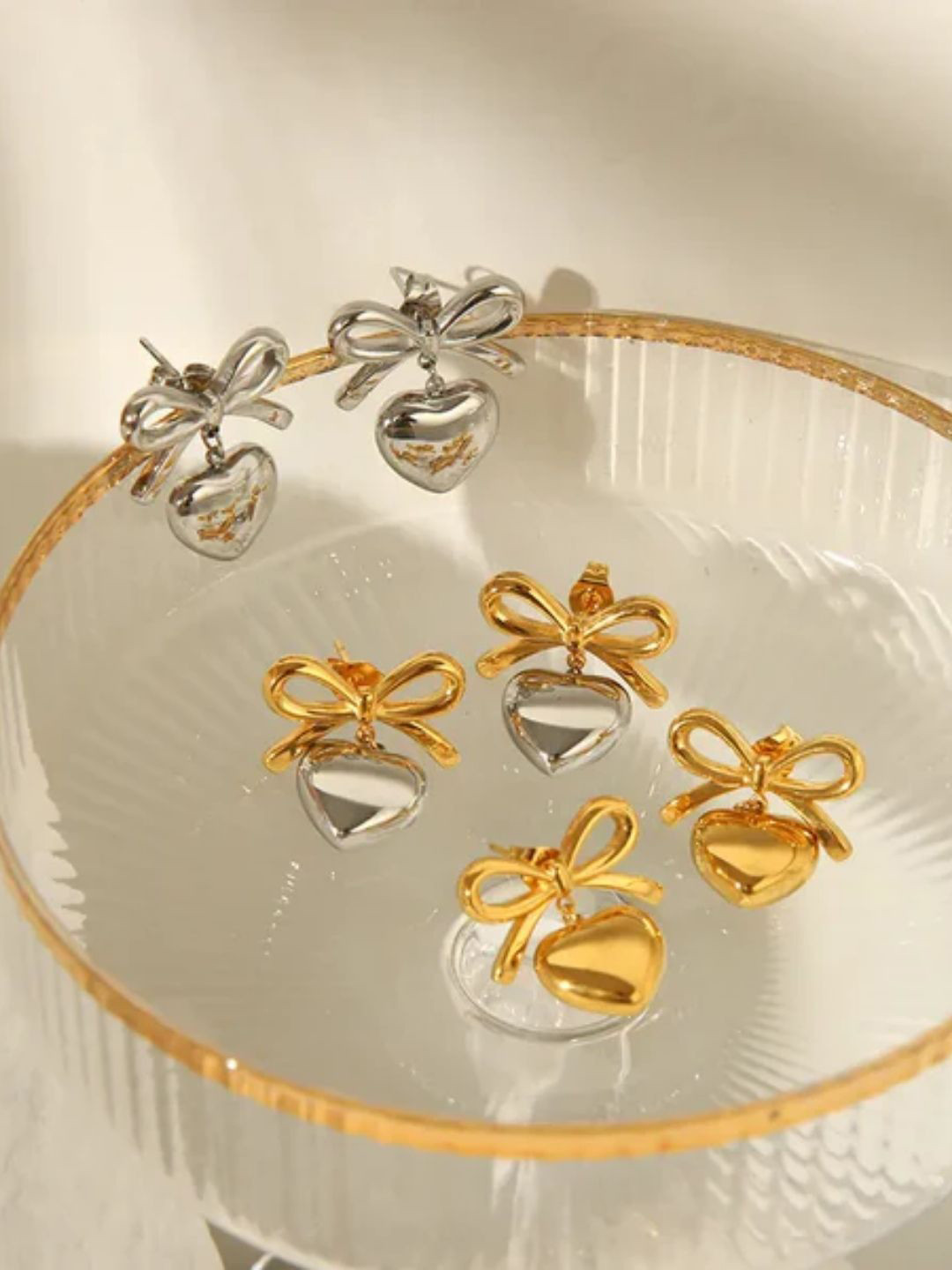FAB COUTURE Heartbow Contemporary Half Hoop Earrings