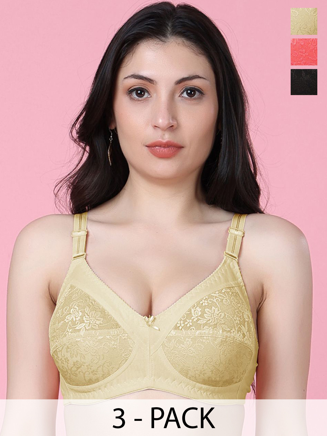 SHYAM SONS FLAIR Sofi Pack Of 3 Non Padded Full Coverage Minimizer Bra