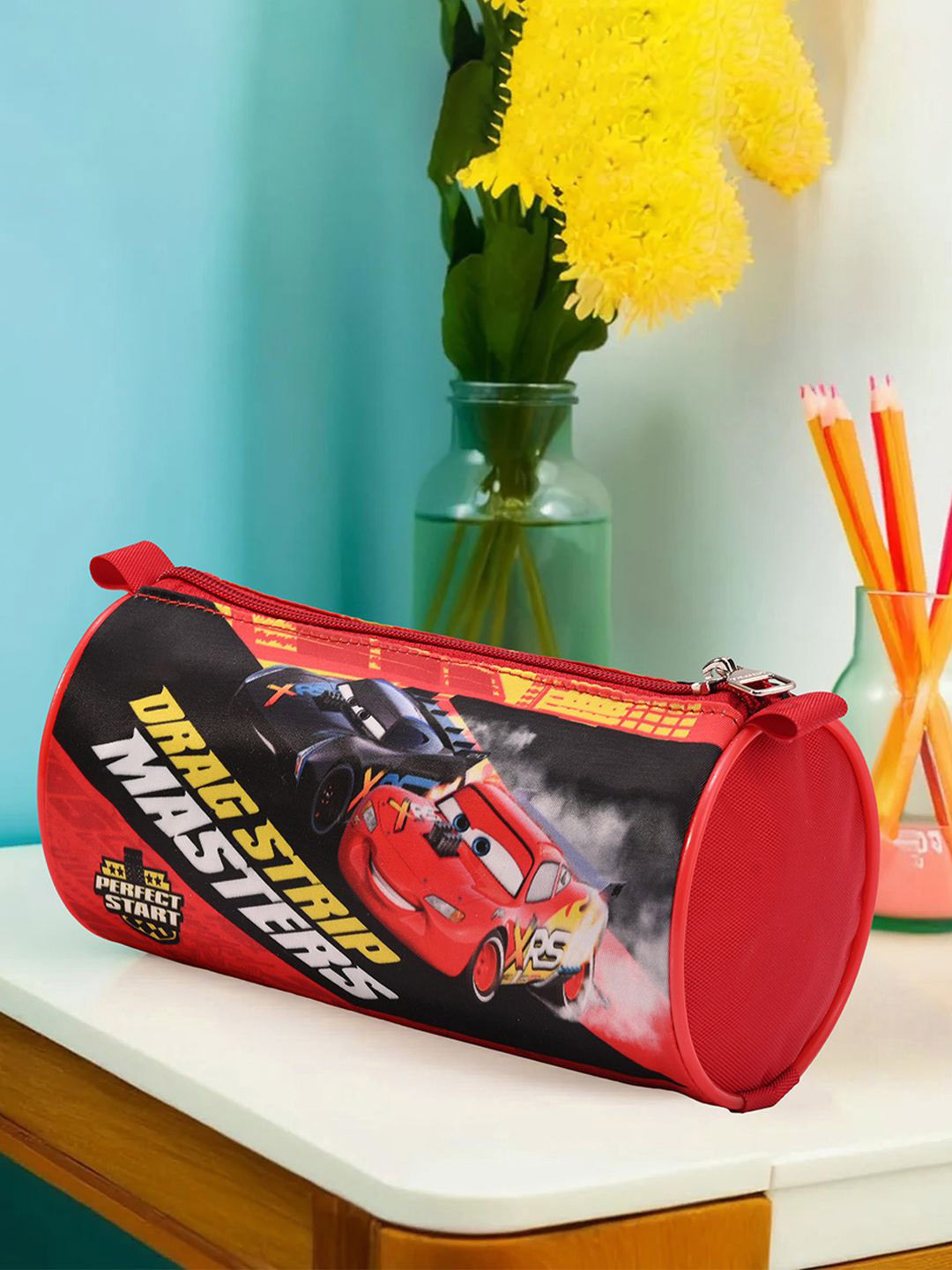 YK Set Of 3 Disney Car Printed Multi-Purpose Round Pencil Pouches