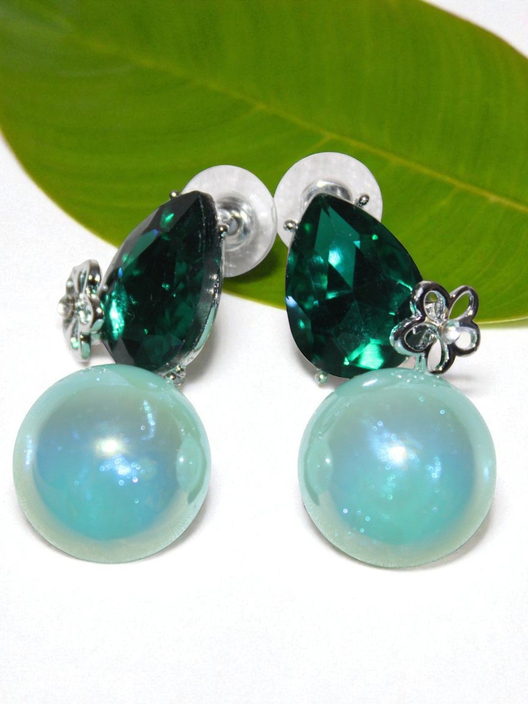 Jolly Faces Artificial Stones Studded And Beaded Spherical Shaped Drop Earrings