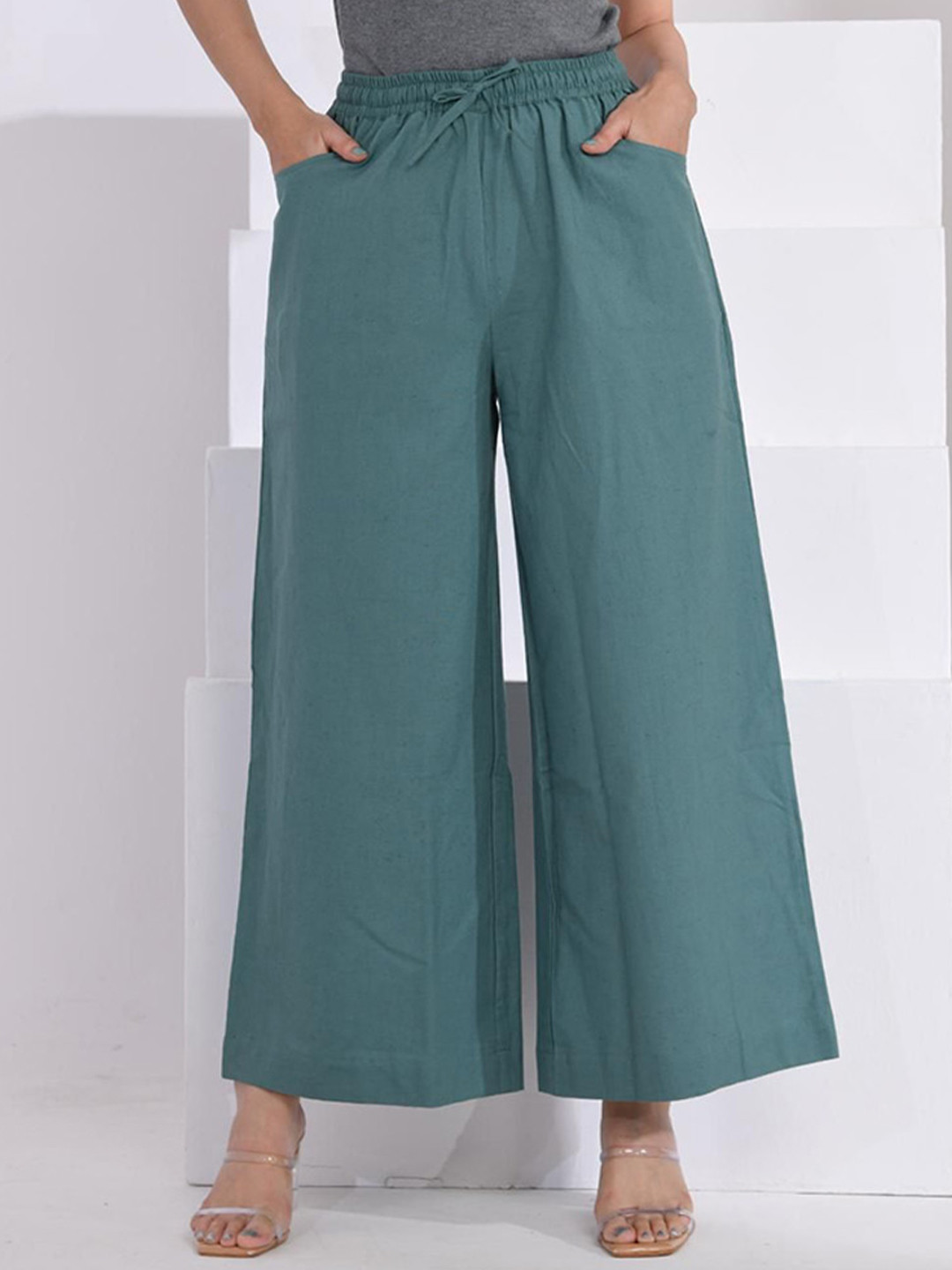 SIDDHO HUM Women Cotton Wide Leg Palazzos