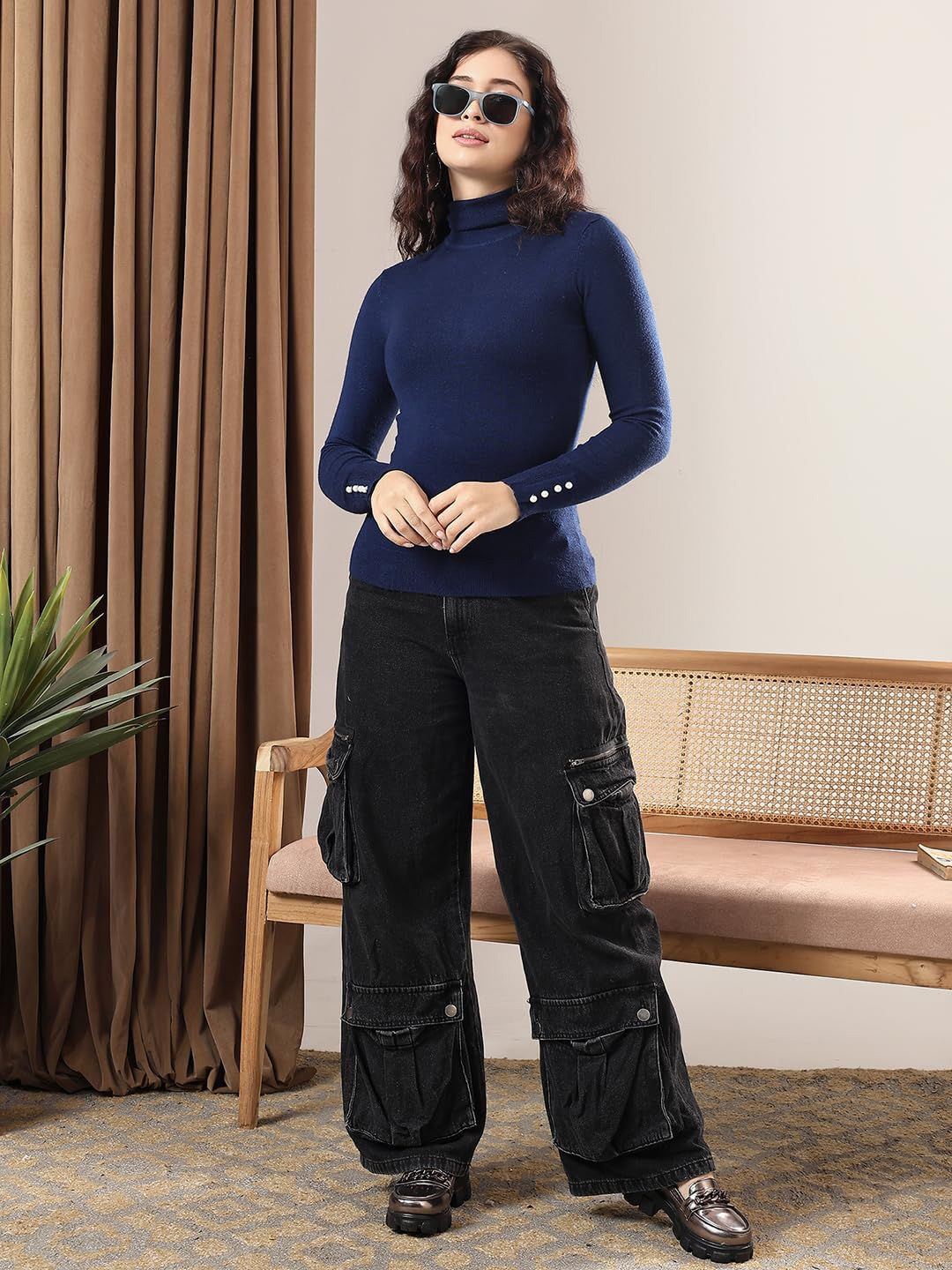 Stylecast X Kotty Women Long Sleeve High Neck Pullover Sweater