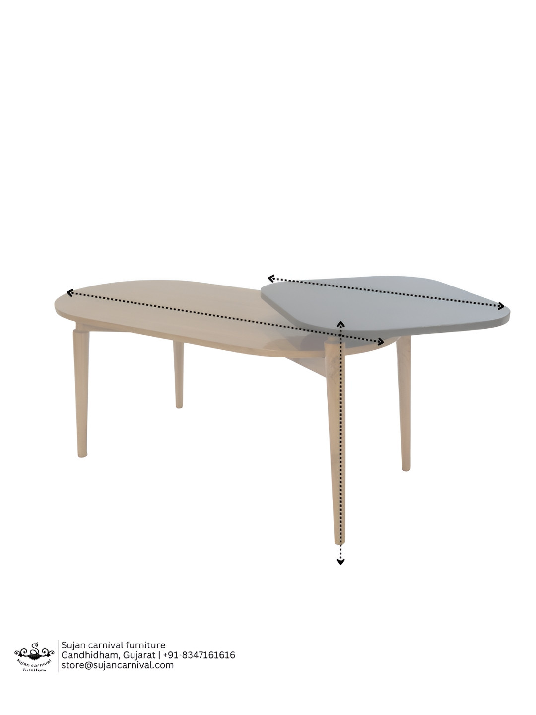 Sujan Carnival Funiture Brown & Grey Wooden Rectangular Coffee Table