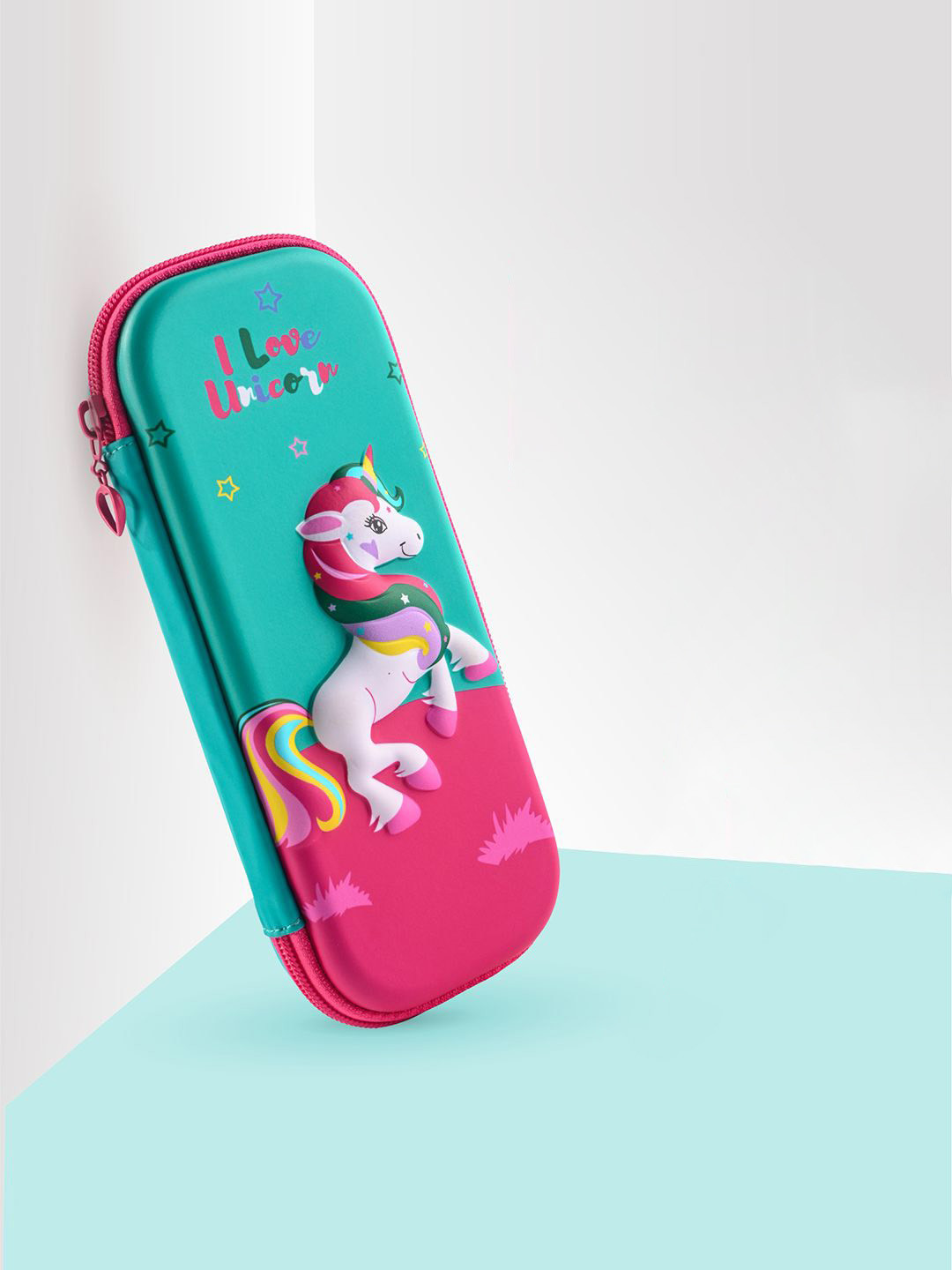 YK Girls Set Of 2 Unicorn Printed 3D Pencil Boxes with Zip