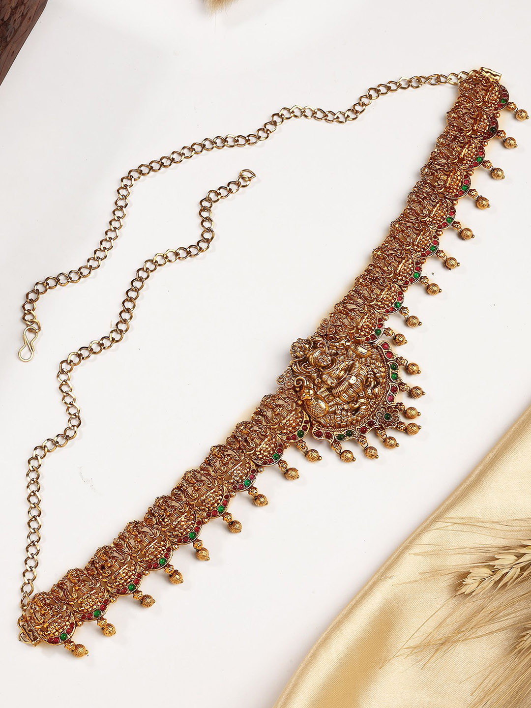 KARATCART Artificial Stones Studded Lakshmi Mata Temple Design Kamarbandh Waist Chain