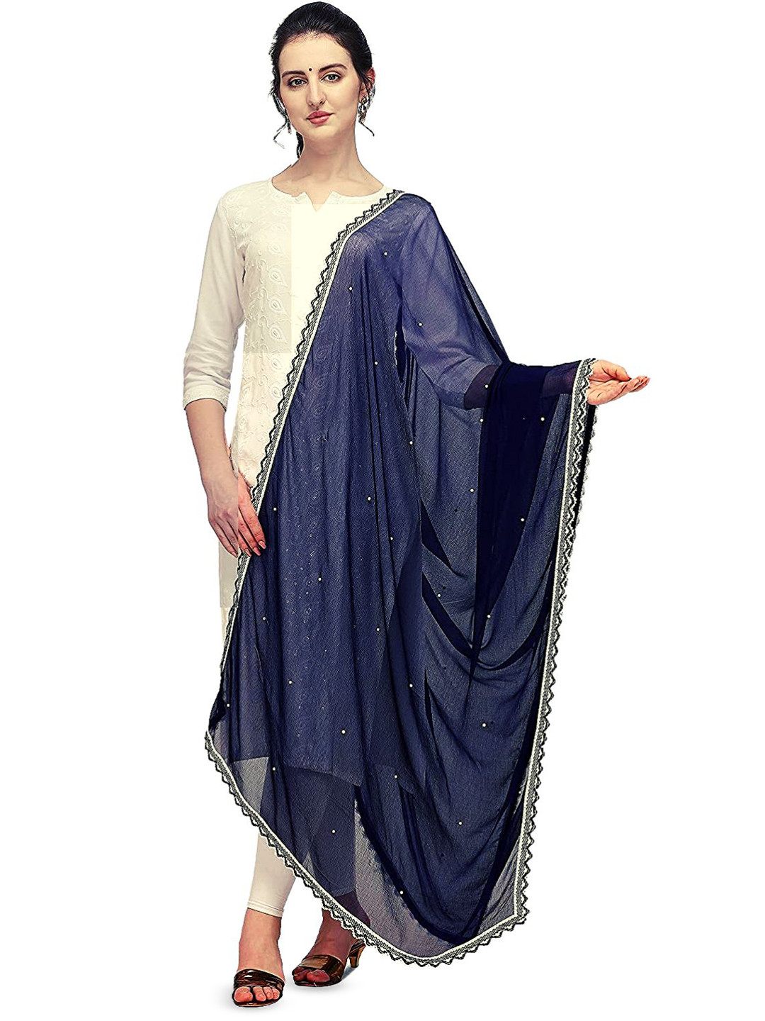 Kemza Beads and Stones Chiffon Dupatta