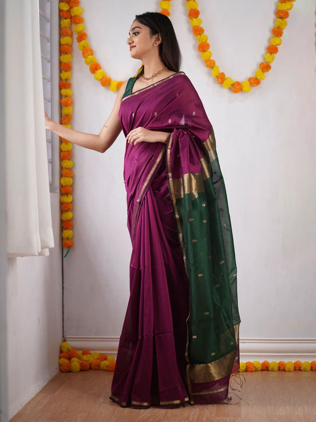 Parampara Ethnic Embroderid Saree With Beautiful Blouse