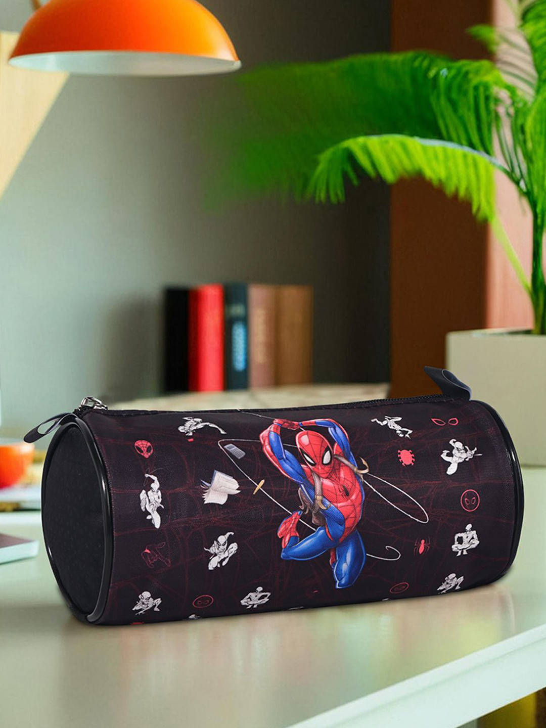 YK Kids Marvel Spiderman Printed Multi-Purpose Round Pencil Pouch
